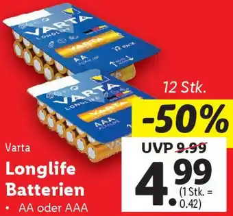 Lidl Longlife Batterien Angebot
