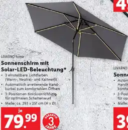 Lidl Sonnenschirm mit Solar-LED-Beleuchtung Angebot