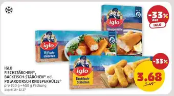 PENNY IGLO FISCHSTÄBCHEN*, BACKFISCH-STÄBCHEN* od. POLARDORSCH KNUSPERHÜLLE Angebot