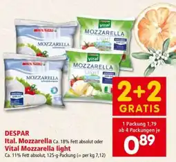Interspar DESPAR Ital. Mozzarella oder Vital Mozzarella light Angebot