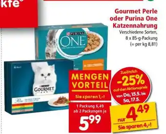 Interspar Gourmet Perle oder Purina One Katzennahrung Angebot