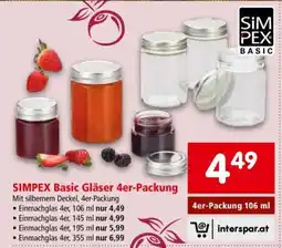 Interspar SIMPEX Basic Gläser 4er-Packung Angebot
