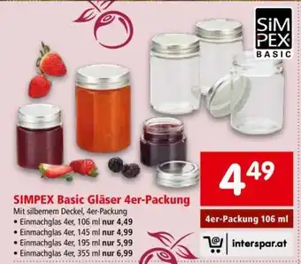 Interspar SIMPEX Basic Gläser 4er-Packung Angebot