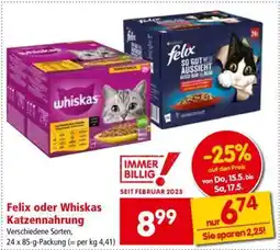 Interspar Felix oder Whiskas Katzennahrung Angebot