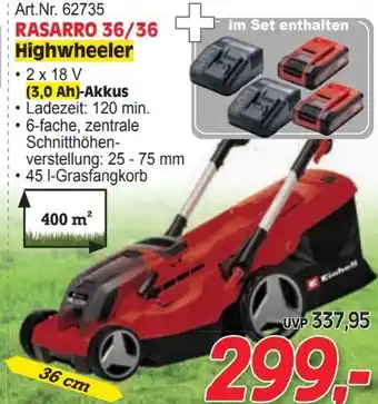 Zgonc Einhell Akku-Rasenmäher Set Rasarro 36/36 Angebot