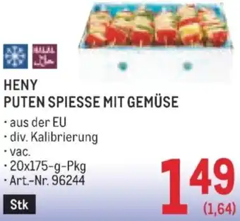 Metro Puten spiesse mit gemüse Angebot