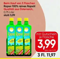 Spar Rapso 100% reines Rapsöl Angebot