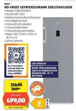 Hofer NO-FROST GEFRIERSCHRANK EDELSTAHLLOOK Angebot