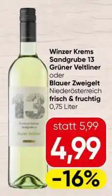 Spar Winzer Krems Sandgrube 13 Grüner Veltliner oder Blauer Zweigelt Angebot