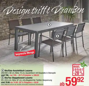 Maximarkt Alu/Glas-Ausziehtisch Locarno Angebot