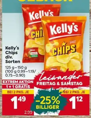 Billa Kelly's Chips div. Sorten Angebot