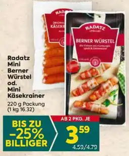 Billa Radatz Mini Berner Würstel od. Mini Käsekrainer Angebot