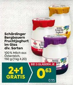 Billa Schärdinger Bergbauern Fruchtjoghurt im Glas div. Sorten Angebot