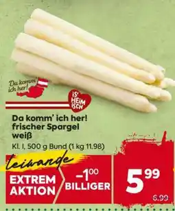 Billa Da komm’ ich her! frischer Spargel weiß Angebot