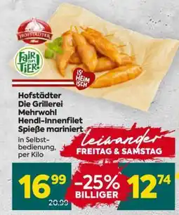 Billa Hofstädter Die Grillerei Mehrwohl Hendl-Innenfilet Spieße mariniert Angebot