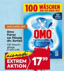 Billa Omo Pulver od. Flüssig div. Sorten Angebot