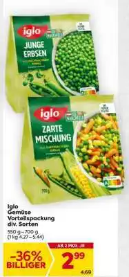 Billa Iglo Gemüse Vorteilspackung div. Sorten Angebot