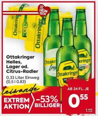 Billa Ottakringer Helles, Lager od. Citrus Radler Angebot