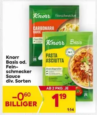 Billa Knorr Basis od. Feinschmecker-Sauce div. Sorten Angebot