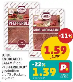 PENNY Loidl klassiker knoblauch- salami* od. pfefferblock Angebot
