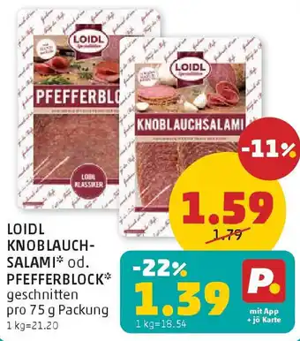 PENNY Loidl klassiker knoblauch- salami* od. pfefferblock Angebot