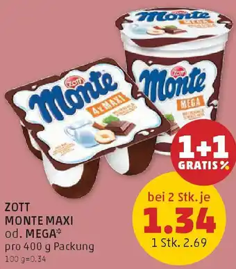 PENNY Zott monte maxi od. mega Angebot