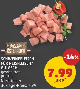 PENNY Schweinefleisch für reisfleisch/ gulasch Angebot