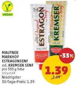 PENNY Markhof estragonsenf od. kremser senf Angebot