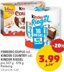 PENNY Ferrero duplo od. kinder country od. kinder riegel Angebot