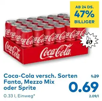 T&G Coca-Cola versch. Sorten Fanta, Mezzo Mix oder Sprite Angebot