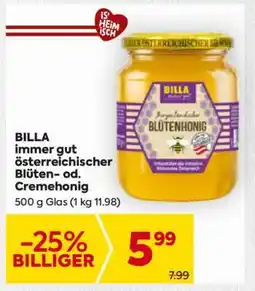 Billa BILLA immer gut österreichischer Blüten- od. Cremehonig Angebot