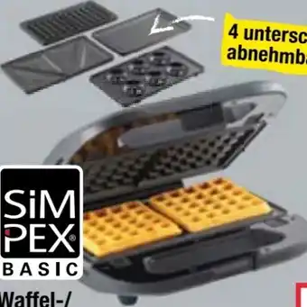 Maximarkt Simpex Basic Waffel-Sandwichtoaster 4-in-1 Angebot