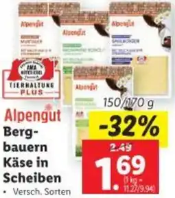 Lidl Berg- bauern Käse in Scheiben Angebot