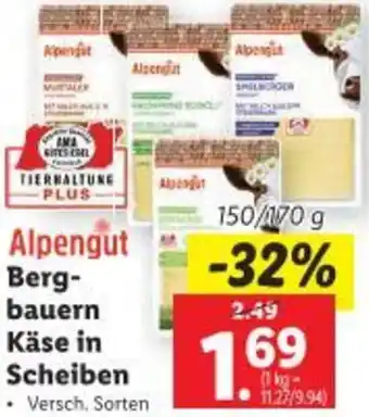 Lidl Berg- bauern Käse in Scheiben Angebot