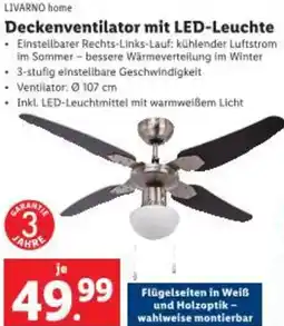 Lidl Deckenventilator mit LED-Leuchte Angebot