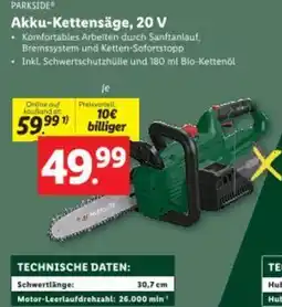 Lidl Akku-Kettensäge, 20 V Angebot