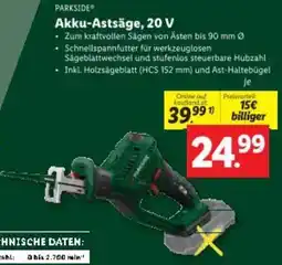Lidl Akku-Astsäge, 20 V Angebot
