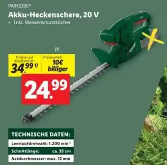 Lidl Akku-Heckenschere, 20 V Angebot
