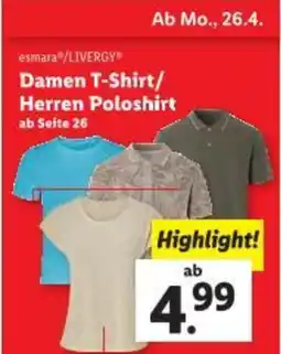 Lidl Damen T-Shirt/ Herren Poloshirt Angebot