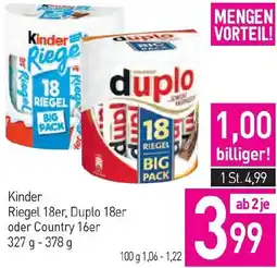 Sutterlüty Kinder Riegel 18er, Duplo 18er oder Country 16er Angebot