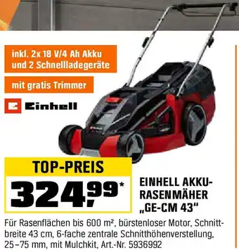 OBI Einhell akku- rasenmäher Angebot