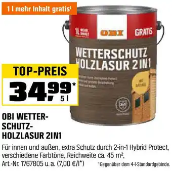 OBI Wetter- schutz- holzlasur Angebot