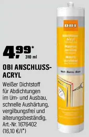 OBI Anschluss- acryl Angebot