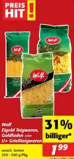 Nah&Frisch Eigold Teigwaren, Goldfaden oder U+ Grieẞteigwaren Angebot