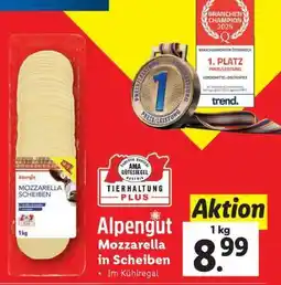 Lidl Alpengut Mozzarella in Scheiben Angebot