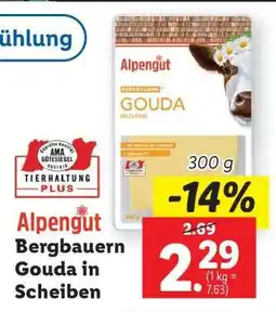 Lidl Alpengut Bergbauern Gouda in Scheiben Angebot