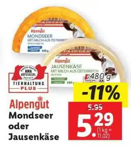 Lidl Alpengut Mondseer oder Jausenkäse Angebot