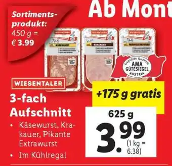 Lidl WIESENTALER 3-fach Aufschnitt Angebot
