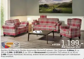 Möbel Ludwig Garnitur, stoffbezug im streifen-karomuster Angebot
