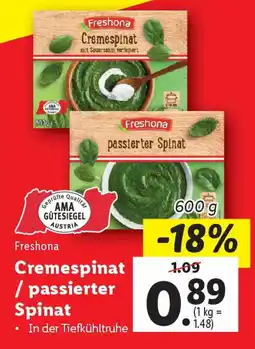Lidl Cremespinat / passierter Spinat Angebot